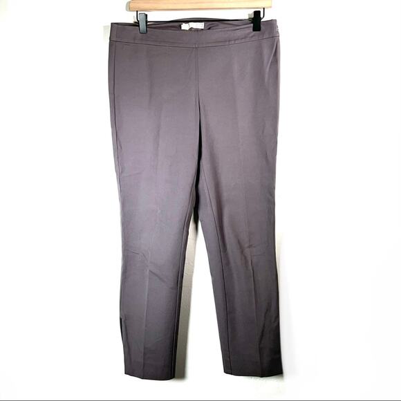 Eileen Fisher gray straight leg casual chino pants w ankle zippers small S B90 - Picture 1 of 5